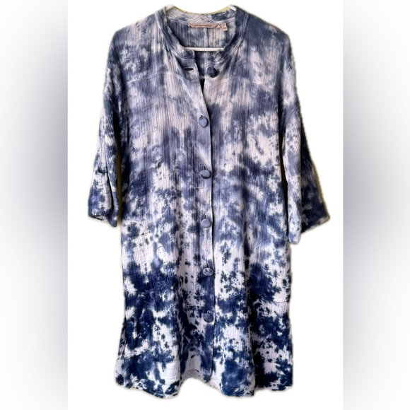 soft surroundings Dresses & Skirts - Soft Surroundings Islander Jacket Blue Ombré Tie Dye Cotton Womens XS Beachy